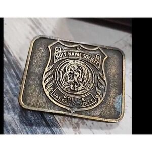 vintage‎ Holy Name Society Nassau County Police belt buckle Small Discoloration